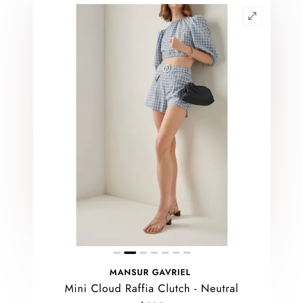 Mansur Gavriel Raffia Mini Cloud Clutch-on-Chain in Black